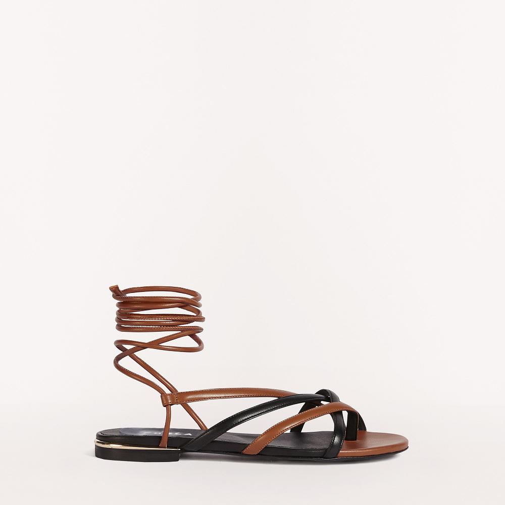 Furla Code Sandals Brown Black Women South Africa JA3910258